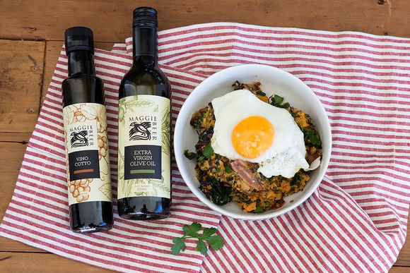 Winter root vegetable bubble and squeak with runny fried egg