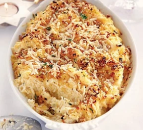 Winter roots mash with buttery crumbs