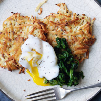 Winter rostis, spinach and eggs