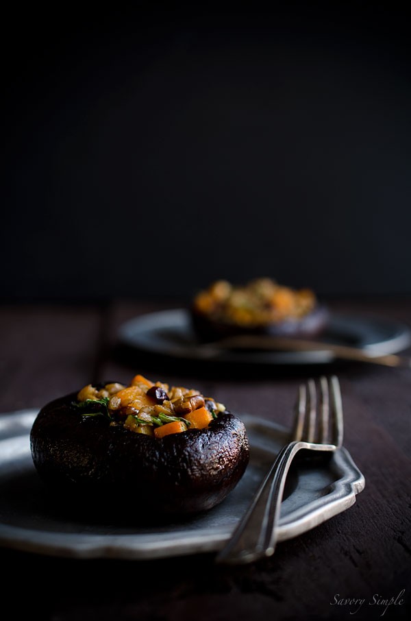 Winter salad stuffed portobello mushrooms
