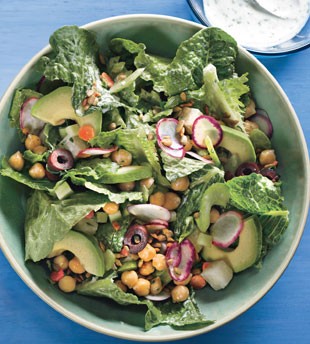 Winter salad with lemon-yogurt dressing