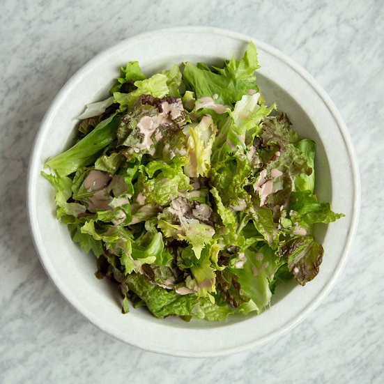 Winter salad with walnut milk vinaigrette