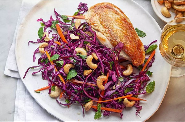 Winter slaw with honey-roasted cashews
