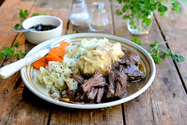 Winter slow cooker beef braise with redcurrant Port sauce