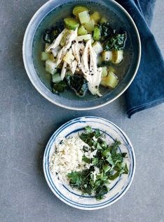 Winter soup with chicken and kale
