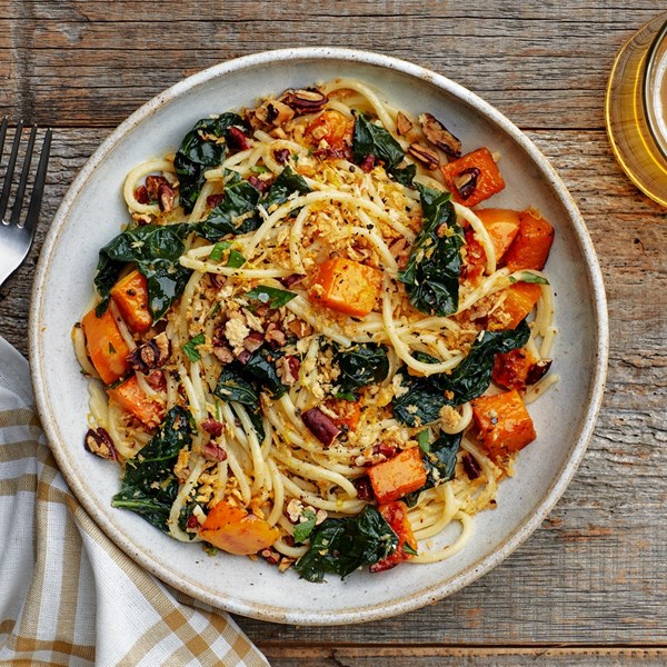 Winter squash and kale pasta with pecan breadcrumbs [John Dearth, Lantern Inn]