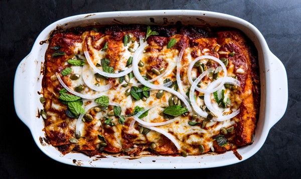 Winter squash and short-rib enchiladas