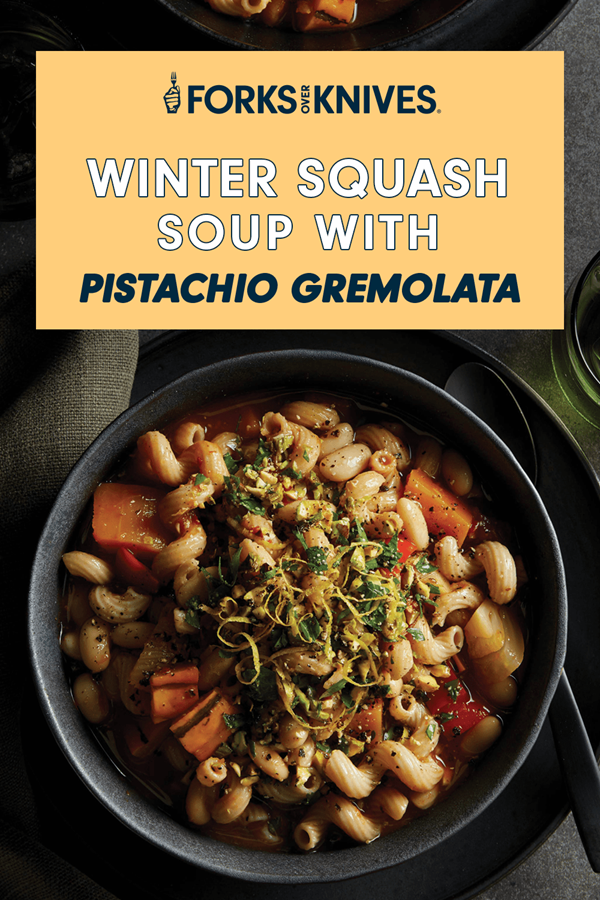Winter squash soup with pasta and fennel
