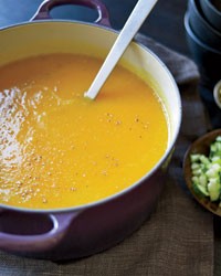 Winter squash soup with roasted pumpkin seeds