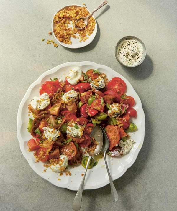 Winter tomatoes with whipped feta