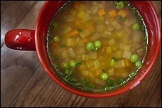 Winter vegetable and barley soup