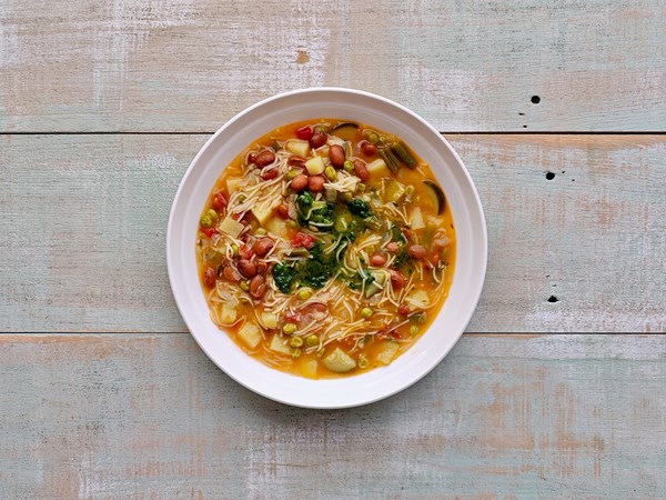 Winter vegetable soup with basil & garlic sauce (Soupe d’hiver au pistou)