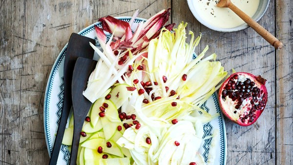 Winter white salad with crème fraîche vinaigrette