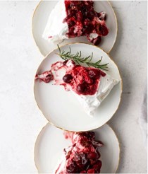 Wintery Pavlova with Port cranberries and rosemary