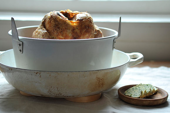 Wishbone roast chicken with herb butter