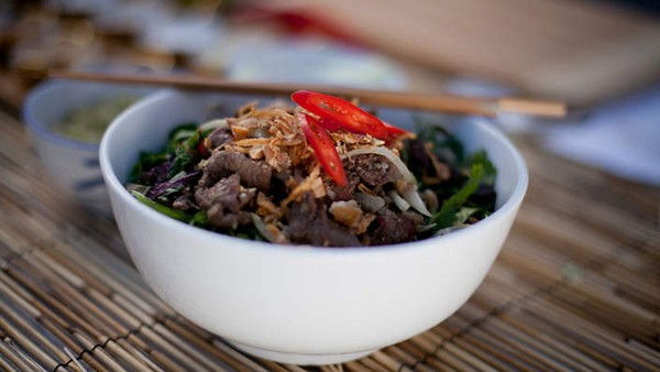 Wok-tossed lemongrass beef with vermicelli noodle salad