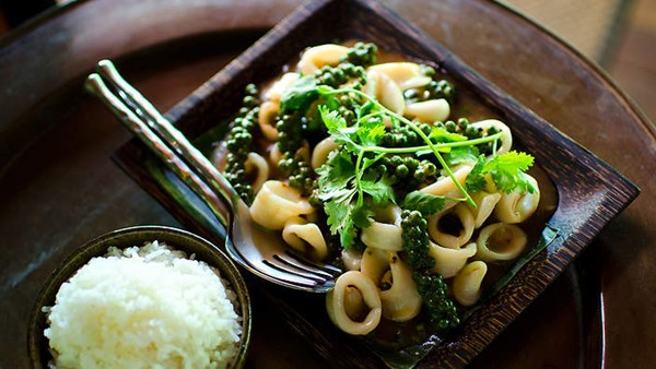 Wok-tossed squid with Kampot pepper