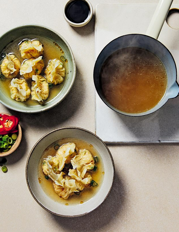 Wontons in a smoky bacon broth [Rachel Khoo]