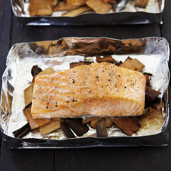 Wood-grilled salmon