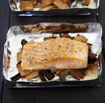 Wood-grilled salmon