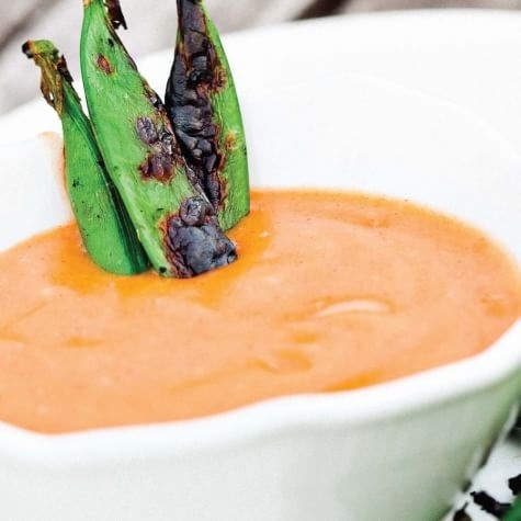 Wood-grilled snap peas with smoky aioli 
