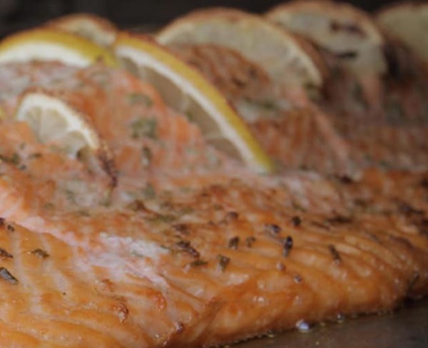 Wood-roasted side of salmon