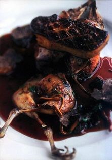 Woodcock "Rossini" with yellow chanterelles and garden tarragon