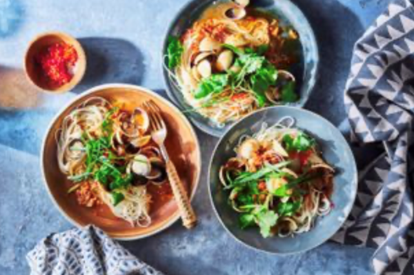 XO pipis with noodles