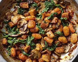 XO tofu and mushroom gnocchi