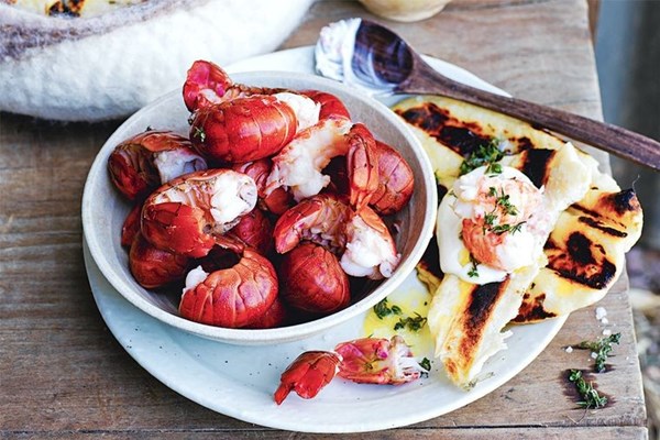 Yabbies with grilled yoghurt bread