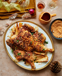 Yaji-spiced chicken with parsnips