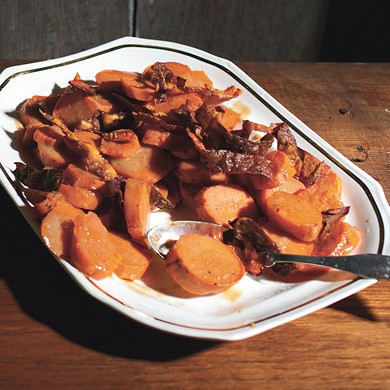 Yams with crispy skins and brown-butter vinaigrette