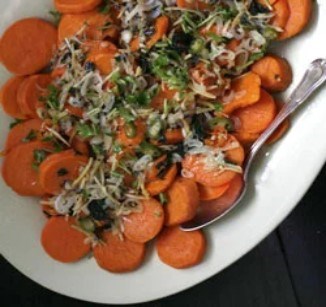 Yams with ginger and scallions