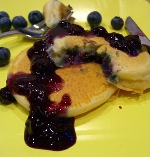 Yeasted blueberry pancakes
