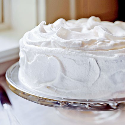 Yellow butter cake with vanilla meringue frosting