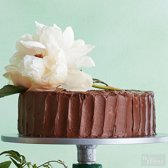 Yellow cake with salted chocolate ganache