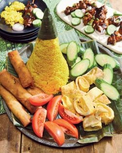Yellow celebration rice (Nasi kuning)