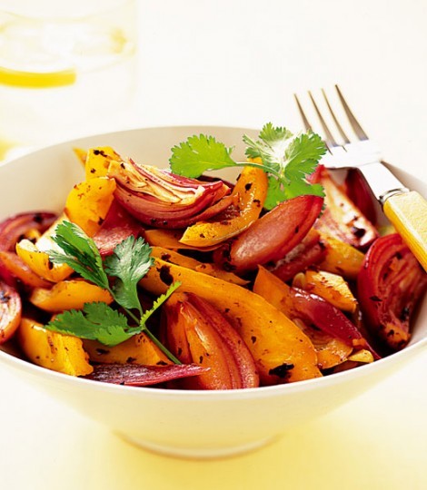 Yellow pepper and black bean stir-fry