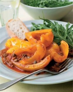 Yellow peppers with capers (Peperoni in teglia alla Napoletana)