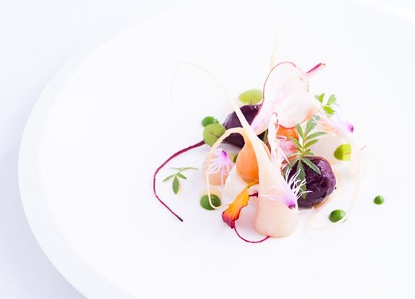 Yellow, red and candied beetroot, pickled shallots and horseradish