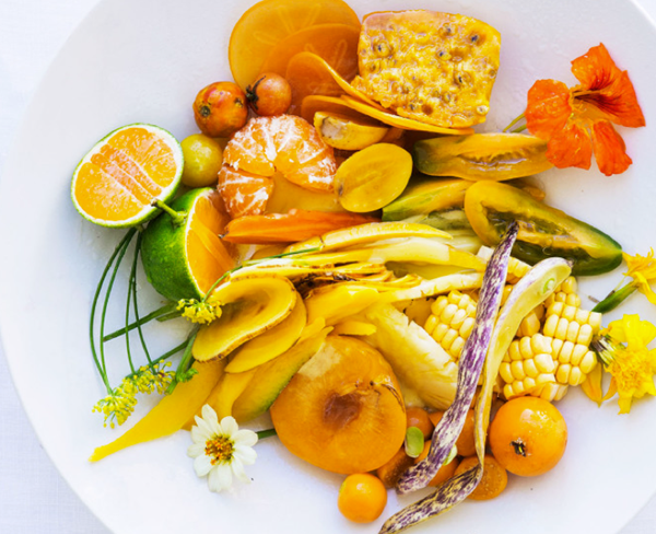 Yellow salad with citrus-date vinaigrette