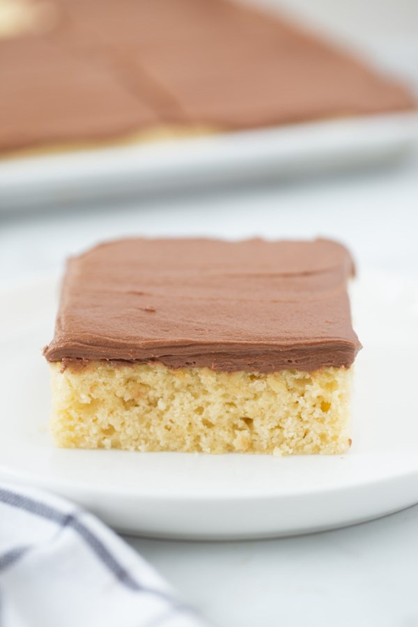 Yellow sheet cake with chocolate buttercream