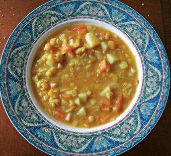 Yellow split pea soup (Dal)