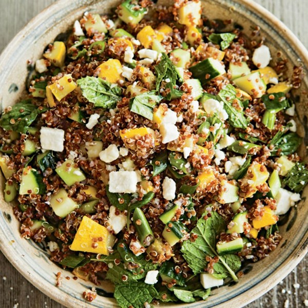 Yellow squash & red onion quinoa salad