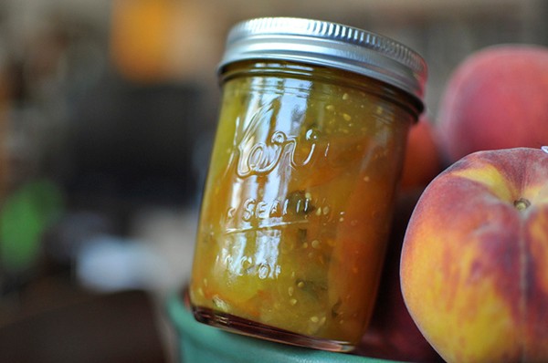 Yellow tomato and basil jam