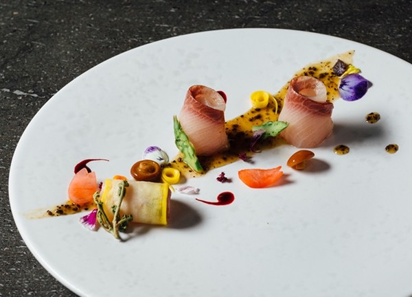 Yellowfin sashimi with truffle ponzu (Hamachi usuzukuri)