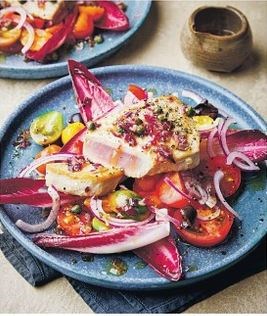 Yellowfin tuna, tomato & caper salad