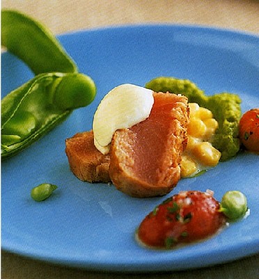 Yellowtail / summer corn / Parmesan aïoli / sungolds and favas