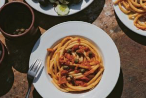 Yiayia Margarita's garlic and tomato bucatini (Skordomakarona) from Santorini
