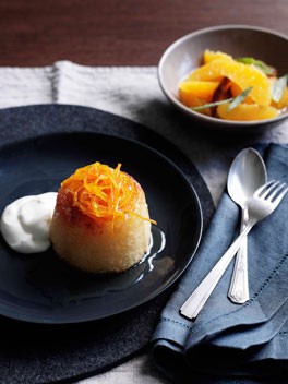 Yoghurt and orange-blossom puddings